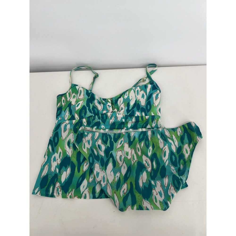 Solaris Tankini Bathing Suit Women Sz 10 (top) Sz 12 (bottom) Blue Green